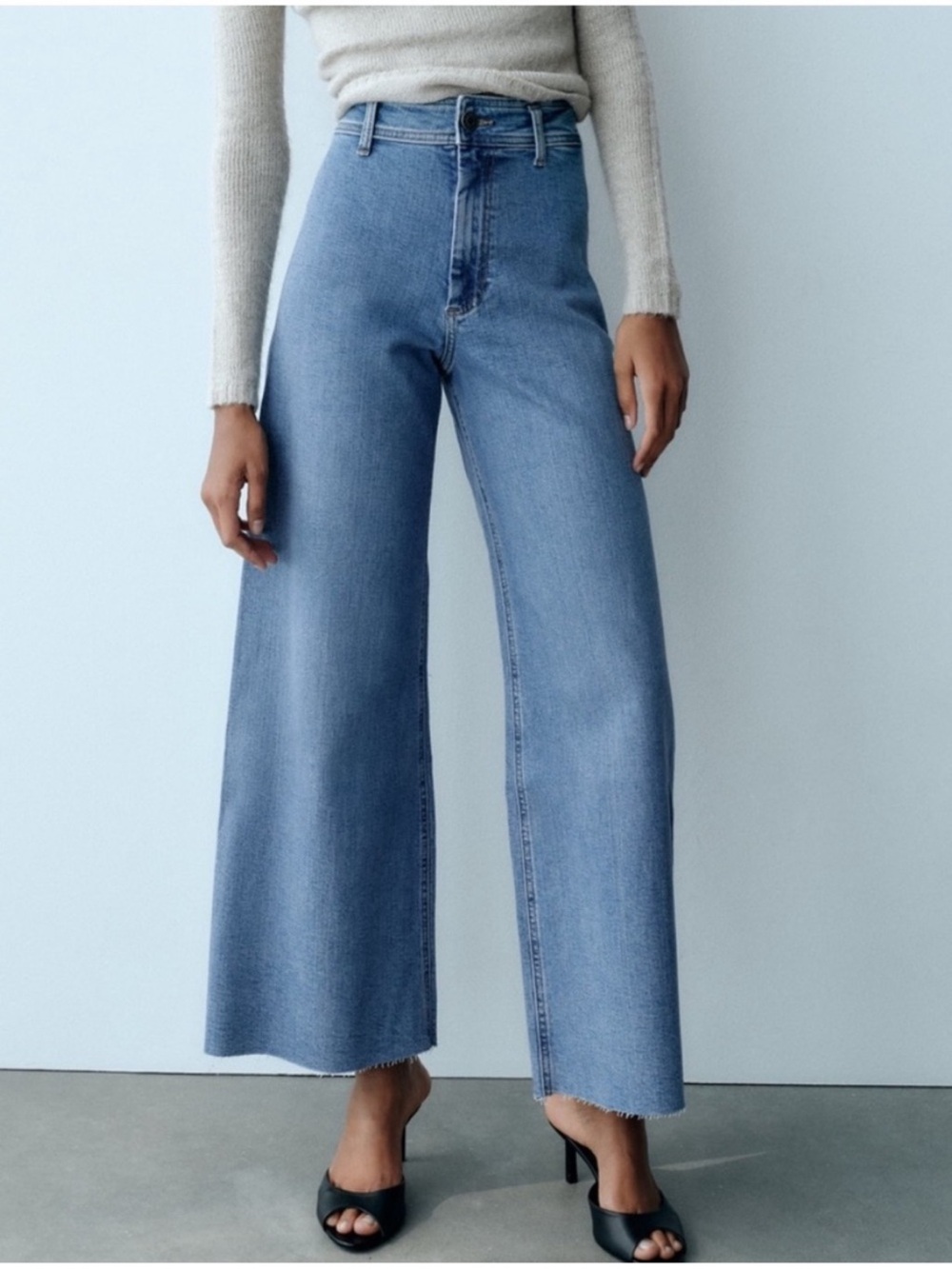 Zara The Marine Straight Wide Leg High Waisted Jeans
